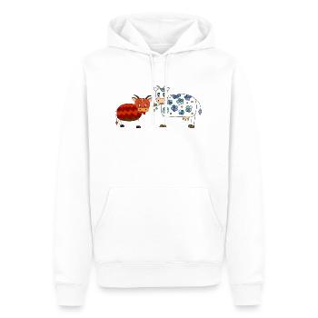 Vaches - Sweat à capuche Premium bio Homme - blanc - Devant - Nico (187cm)