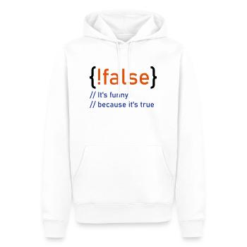 ! flase - C'est drôle parce que c'est vrai - fun4m3 - Sweat à capuche Premium bio Homme - blanc - Devant - Nico (187cm)