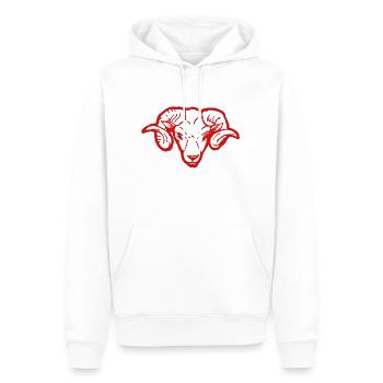 Roter Widderkopf Rammbock Geschenkidee Teufel - Männer Premium Bio Hoodie - Weiß - Vorne - Nico (187cm)
