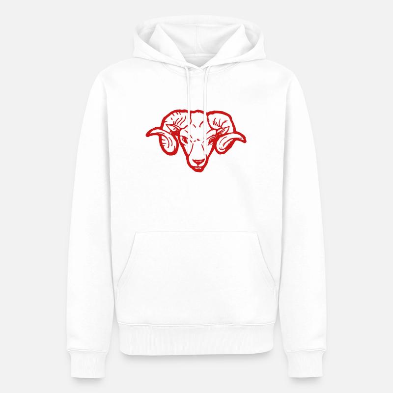 Roter Widderkopf Rammbock Geschenkidee Teufel - Männer Premium Bio Hoodie - Weiß