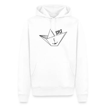 Paper ship with anchor sea vacation saying Sylt - Men’s Premium Organic Hoodie - white - Front - Nico (187cm)