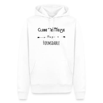 Globe trotteuse formidable humour citation - Sweat à capuche Premium bio Homme - blanc - Devant - Nico (187cm)