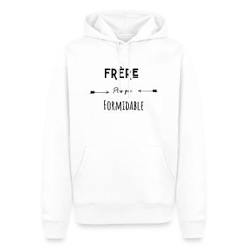 Frère plus que formidable humour citation - Sweat à capuche Premium bio Homme - blanc - Devant - Nico (187cm)