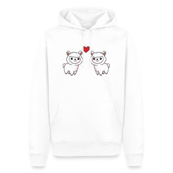 Alpaka Comic Paar liebe - Männer Premium Bio Hoodie - Weiß - Vorne - Nico (187cm)