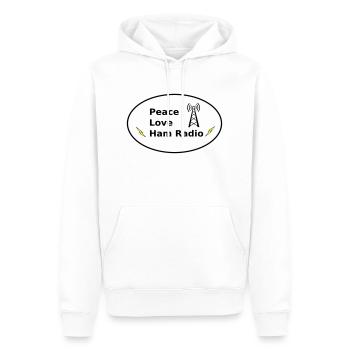 peace love ham radio tower - Men’s Premium Organic Hoodie - white - Front - Nico (187cm)