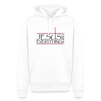 Jésus sur tout - Sweat à capuche Premium bio Homme - blanc - Devant - Nico (187cm)