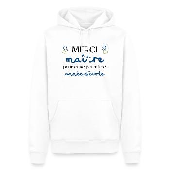 Merci maître pour cette première année d'école - Sweat à capuche Premium bio Homme - blanc - Devant - Nico (187cm)
