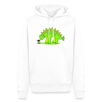 Kleiner Dino riecht eine Blume - Männer Premium Bio Hoodie - Weiß - Vorne - Nico (187cm)
