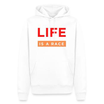 Life is a race - Men’s Premium Organic Hoodie - white - Front - Nico (187cm)