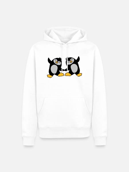 2 pingouins mignons dansant - Sweat à capuche Premium bio Homme - blanc