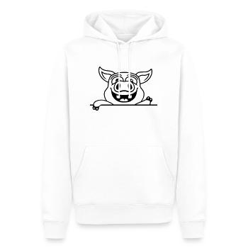 Sympathique cochon d’écurie ondulant - Sweat à capuche Premium bio Homme - blanc - Devant - Nico (187cm)