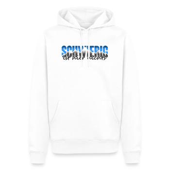 Schwierig ist hier nichts - Design blau dunkel - Männer Premium Bio Hoodie - Weiß - Vorne - Nico (187cm)