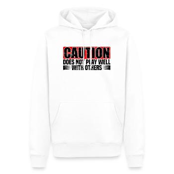 Caution does not play well with others 29 - Men’s Premium Organic Hoodie - white - Front - Nico (187cm)