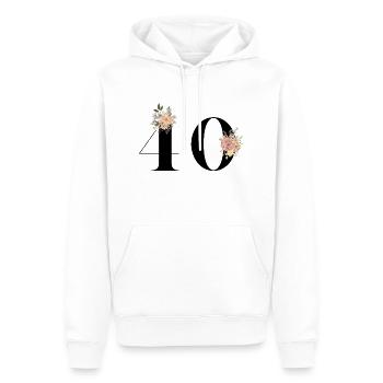 40e anniversaire fleuris (Cadeau de 40 ans) - Sweat à capuche Premium bio Homme - blanc - Devant - Nico (187cm)