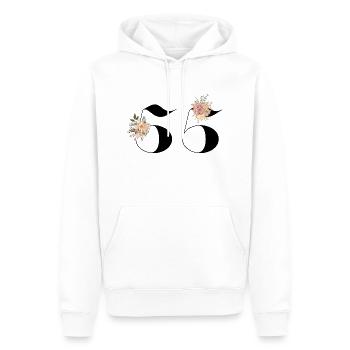 55e anniversaire fleuris (Cadeau de 55 ans) - Sweat à capuche Premium bio Homme - blanc - Devant - Nico (187cm)