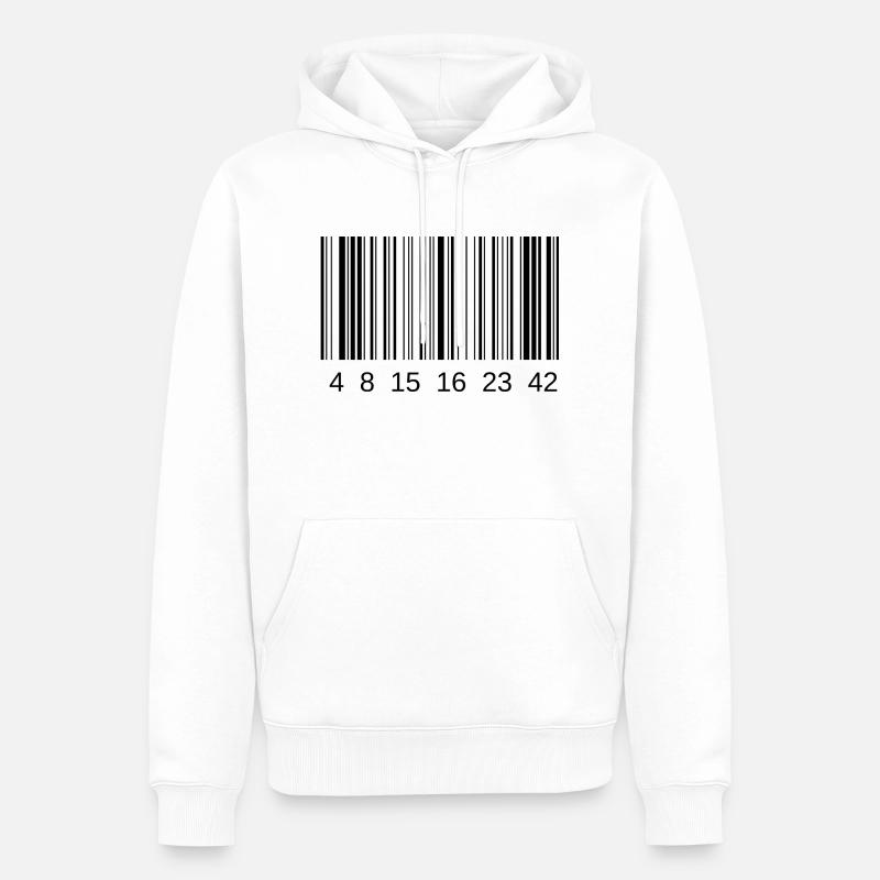 Code Barre Numéro - Sweat à capuche Premium bio Homme - blanc