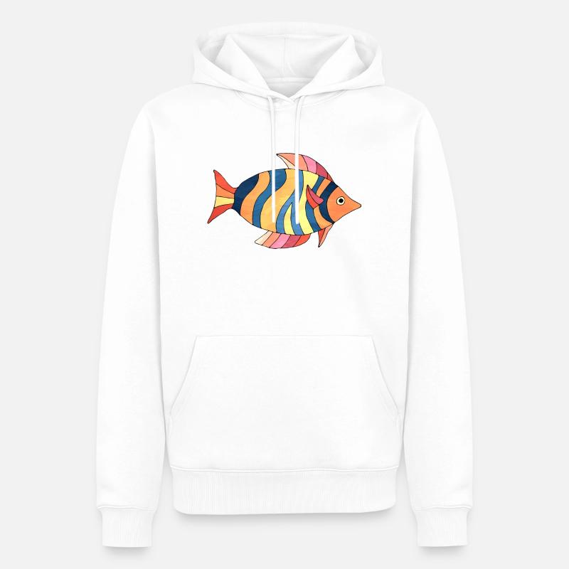 Poisson - Sweat à capuche Premium bio Homme - blanc