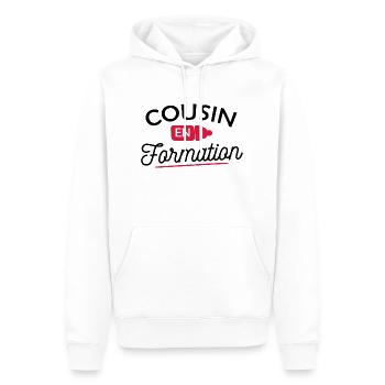 cousin en formation / je vais être cousin - Sweat à capuche Premium bio Homme - blanc - Devant - Nico (187cm)
