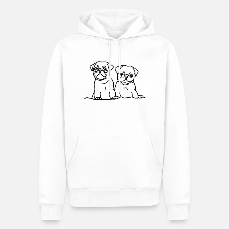 Für Hundefreunde: zwei junge Möpse - Männer Premium Bio Hoodie - Weiß