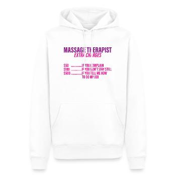 Massage Extra Charges, $50 If You Complain 3 - Men’s Premium Organic Hoodie - white - Front - Nico (187cm)