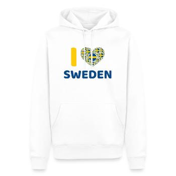 J’aime la Suède - Sweat à capuche Premium bio Homme - blanc - Devant - Nico (187cm)