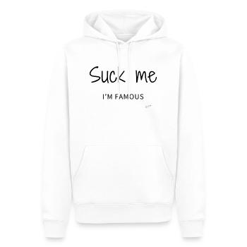 Suck me I'm famous Noir - Sweat à capuche Premium bio Homme - blanc - Devant - Nico (187cm)