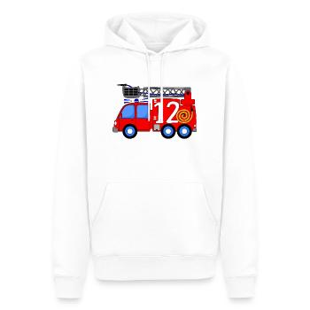 Feuerwehrfahrzeug 12. Geburtstag Kinder - Männer Premium Bio Hoodie - Weiß - Vorne - Nico (187cm)