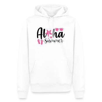 Aloha Été - Sweat à capuche Premium bio Homme - blanc - Devant - Nico (187cm)
