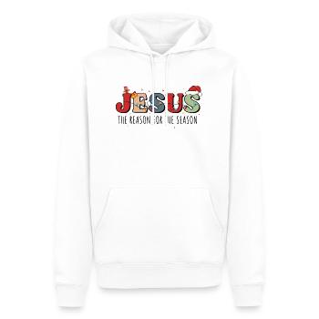 Jésus-Christ raison de Noël pour la saison - Sweat à capuche Premium bio Homme - blanc - Devant - Nico (187cm)