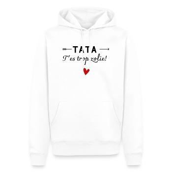 tata t'es trop zolie - humour enfant - Sweat à capuche Premium bio Homme - blanc - Devant - Nico (187cm)