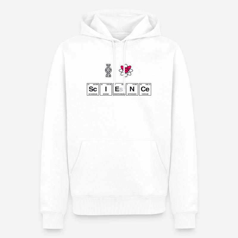 I LOVE SCIENCE - Elemente Perdiodensystem - Männer Premium Bio Hoodie - Weiß