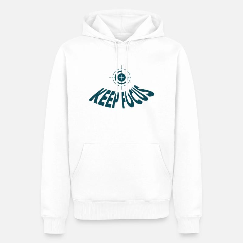 Keep Focus - Sweat à capuche Premium bio Homme - blanc