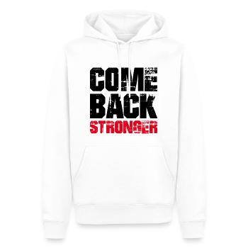 COME BACK STRONGER - COMEBACK - RÜCKKEHR - Männer Premium Bio Hoodie - Weiß - Vorne - Nico (187cm)