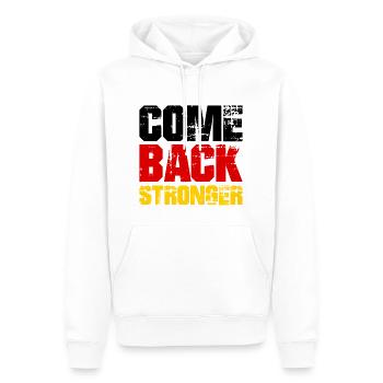 COME BACK STRONGER - COMEBACK - RÜCKKEHR - Männer Premium Bio Hoodie - Weiß - Vorne - Nico (187cm)