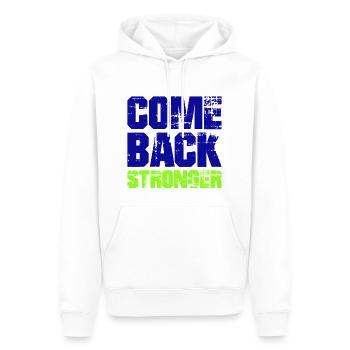 COME BACK STRONGER - COMEBACK - RÜCKKEHR - Männer Premium Bio Hoodie - Weiß - Vorne - Nico (187cm)