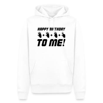 Joyeux anniversaire à moi 18 - Sweat à capuche Premium bio Homme - blanc - Devant - Nico (187cm)