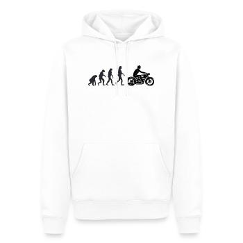 Motorradfahrer - Menschliche Evolution - Männer Premium Bio Hoodie - Weiß - Vorne - Nico (187cm)