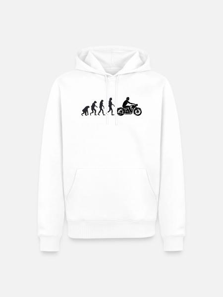 Biker - Human evolution - Men’s Premium Organic Hoodie - white