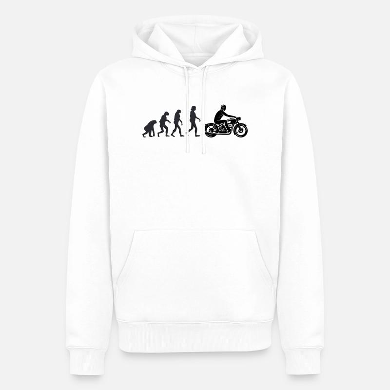 Biker - Human evolution - Men’s Premium Organic Hoodie - white