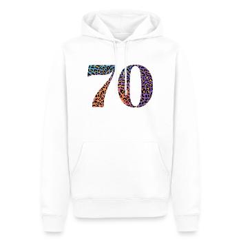 70e anniversaire léopard - Sweat à capuche Premium bio Homme - blanc - Devant - Nico (187cm)