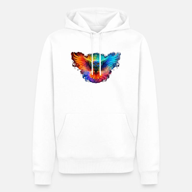 Regenbogen Eulenherz Kunst - Männer Premium Bio Hoodie - Weiß