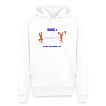 2024 On est en forme. - Men’s Premium Organic Hoodie - white - Front - Nico (187cm)