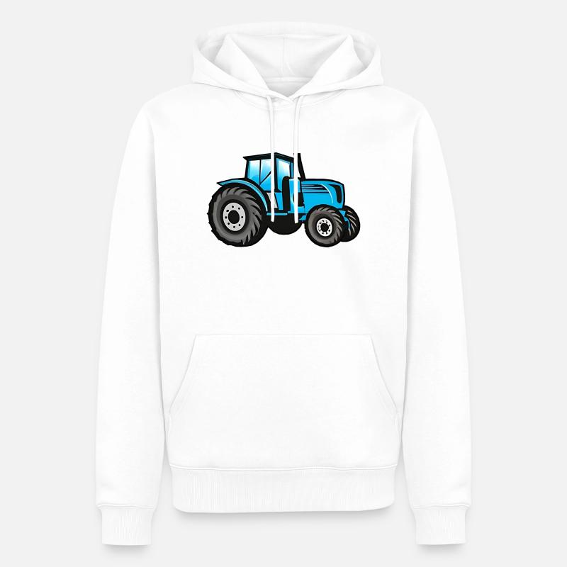Großer Blauer Traktor - Männer Premium Bio Hoodie - Weiß