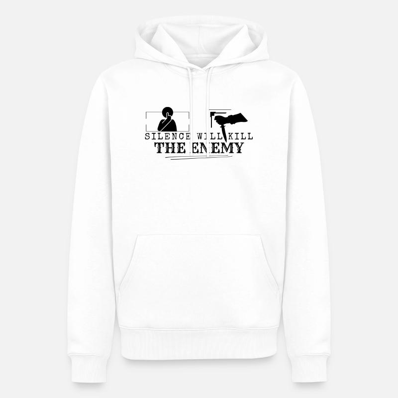 Silence will kill the enemy - Männer Premium Bio Hoodie - Weiß