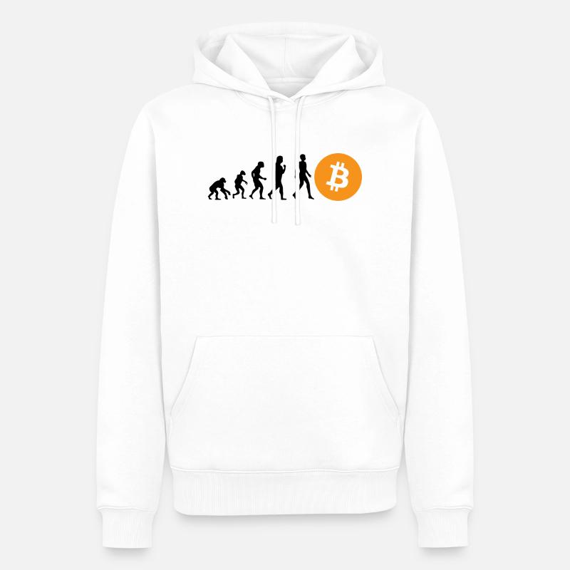 Évolution cryptographique du BTC Bitcoin - Sweat à capuche Premium bio Homme - blanc