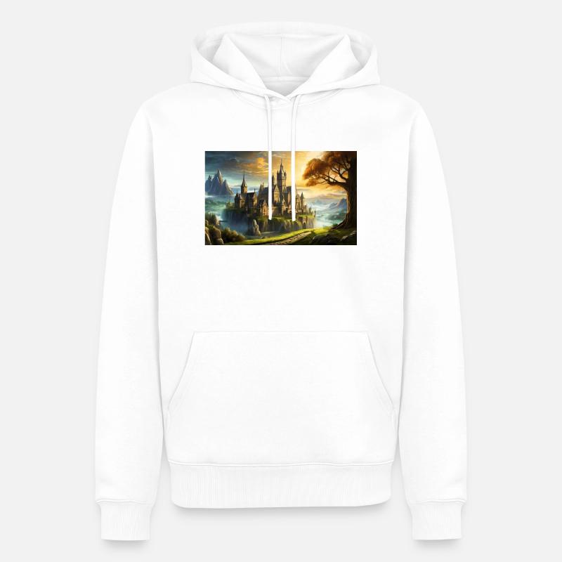 wunderschöne mythische Orte – Avalon - Männer Premium Bio Hoodie - Weiß