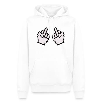 Doigt d’honneur Pixel 2 - Sweat à capuche Premium bio Homme - blanc - Devant - Nico (187cm)