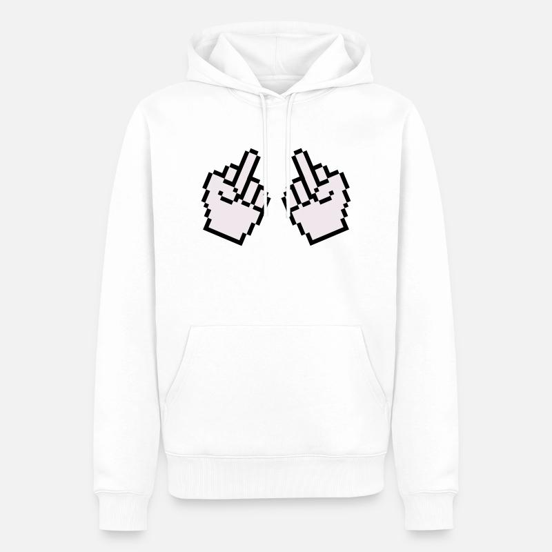 mittelfinger pixel 2 - Männer Premium Bio Hoodie - Weiß