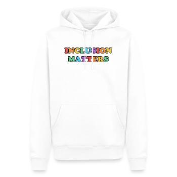 L’inclusion compte Arc-en-ciel - Sweat à capuche Premium bio Homme - blanc - Devant - Nico (187cm)