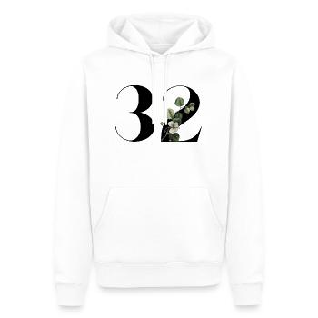 Numéro 32 floral vert - 32e anniversaire floral - Sweat à capuche Premium bio Homme - blanc - Devant - Nico (187cm)